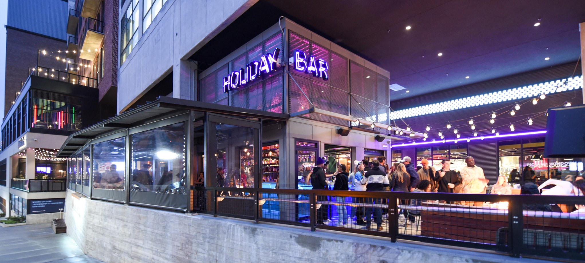 Holiday Bar outdoor patio at The Interlock in Atlanta