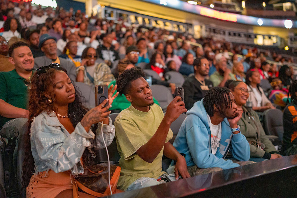 Crowd watching the stage at State Farm Arena